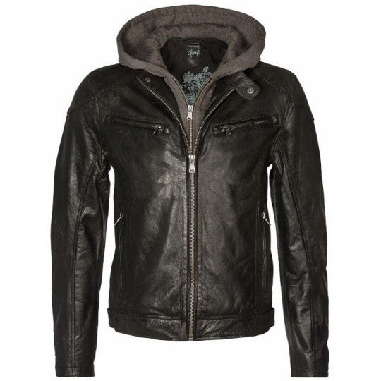 Geaca de Piele Barbati Mauritius Neagra MMBiko