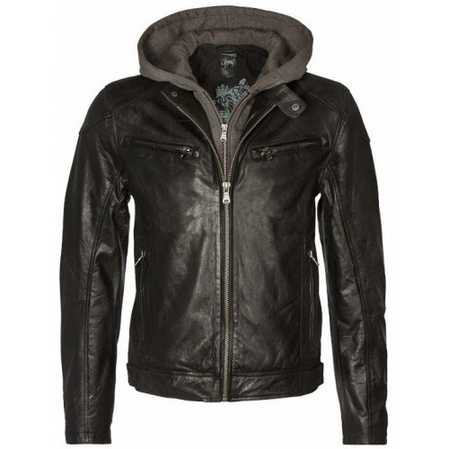 Geaca de Piele Barbati Mauritius Neagra MMBiko