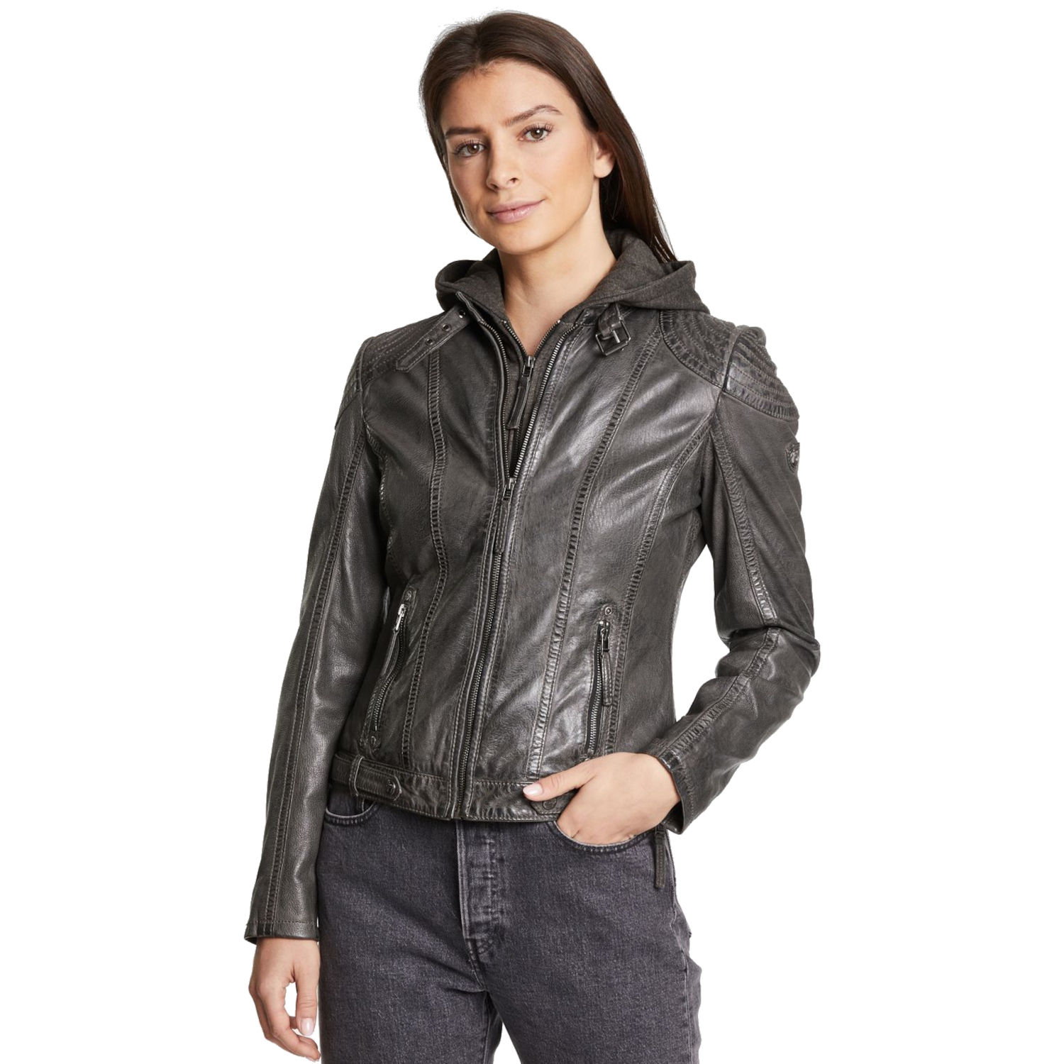 Geaca de Piele Dama Gipsy Antracit Cacey – Black Friday