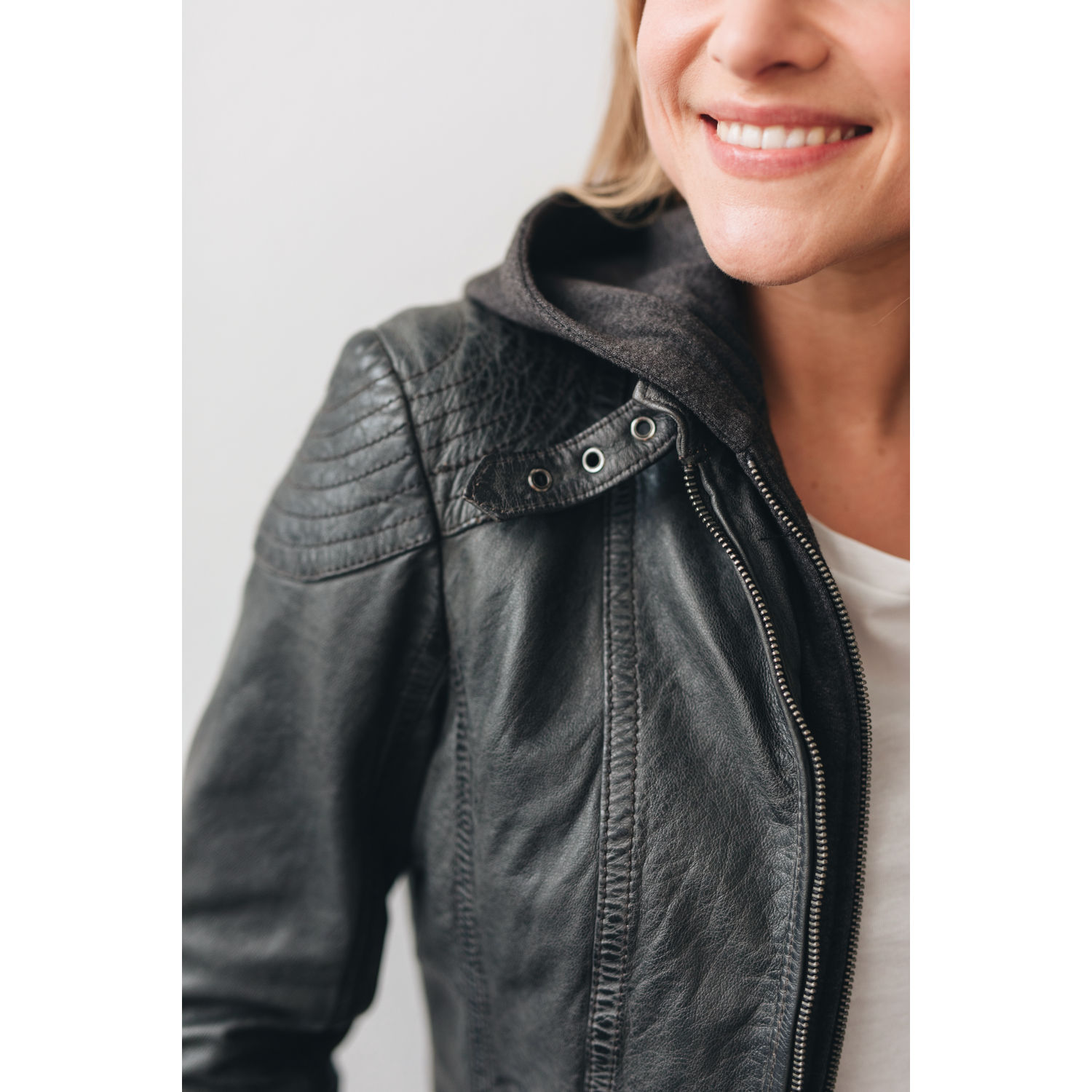 Geaca de Piele Dama Gipsy Antracit Cacey – Black Friday