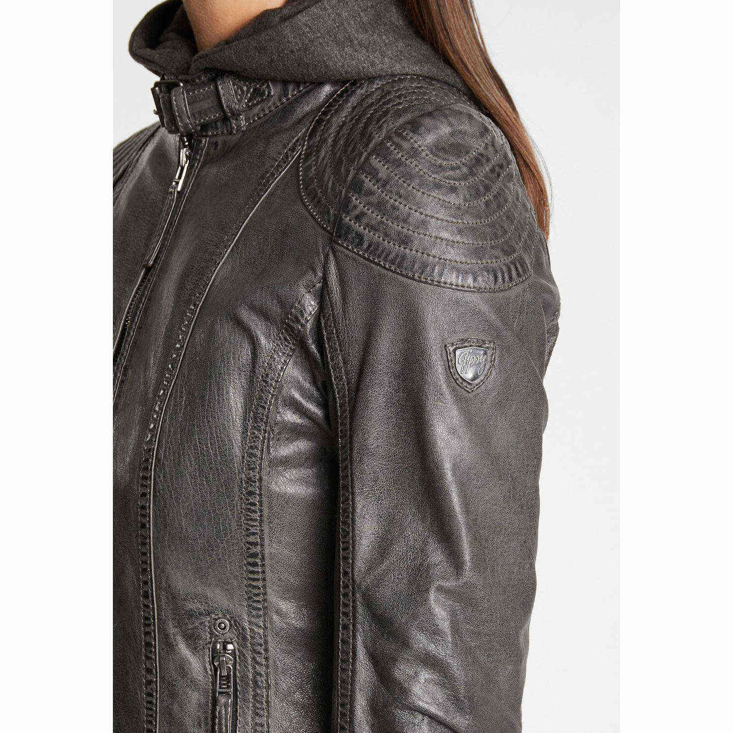Geaca de Piele Dama Gipsy Antracit Cacey – Geci de Piele