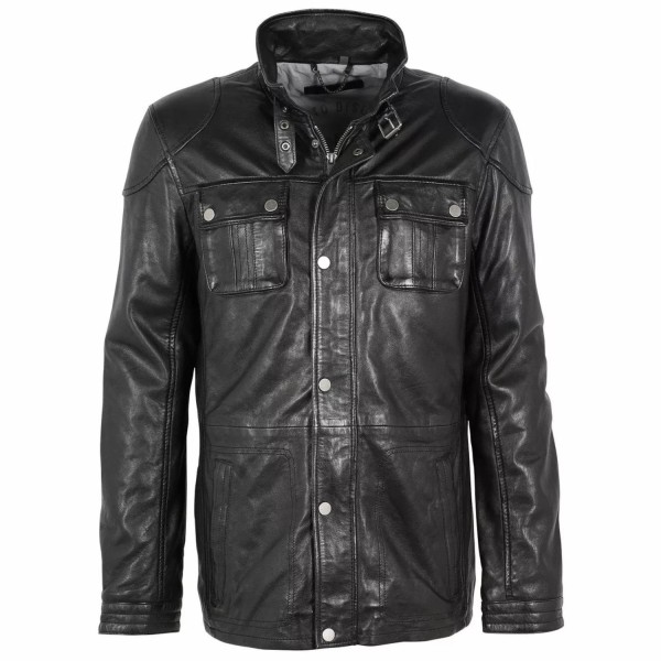 Geaca Lunga de Piele Barbati Deercraft Neagra DMArik – Black Friday — fotografia 1