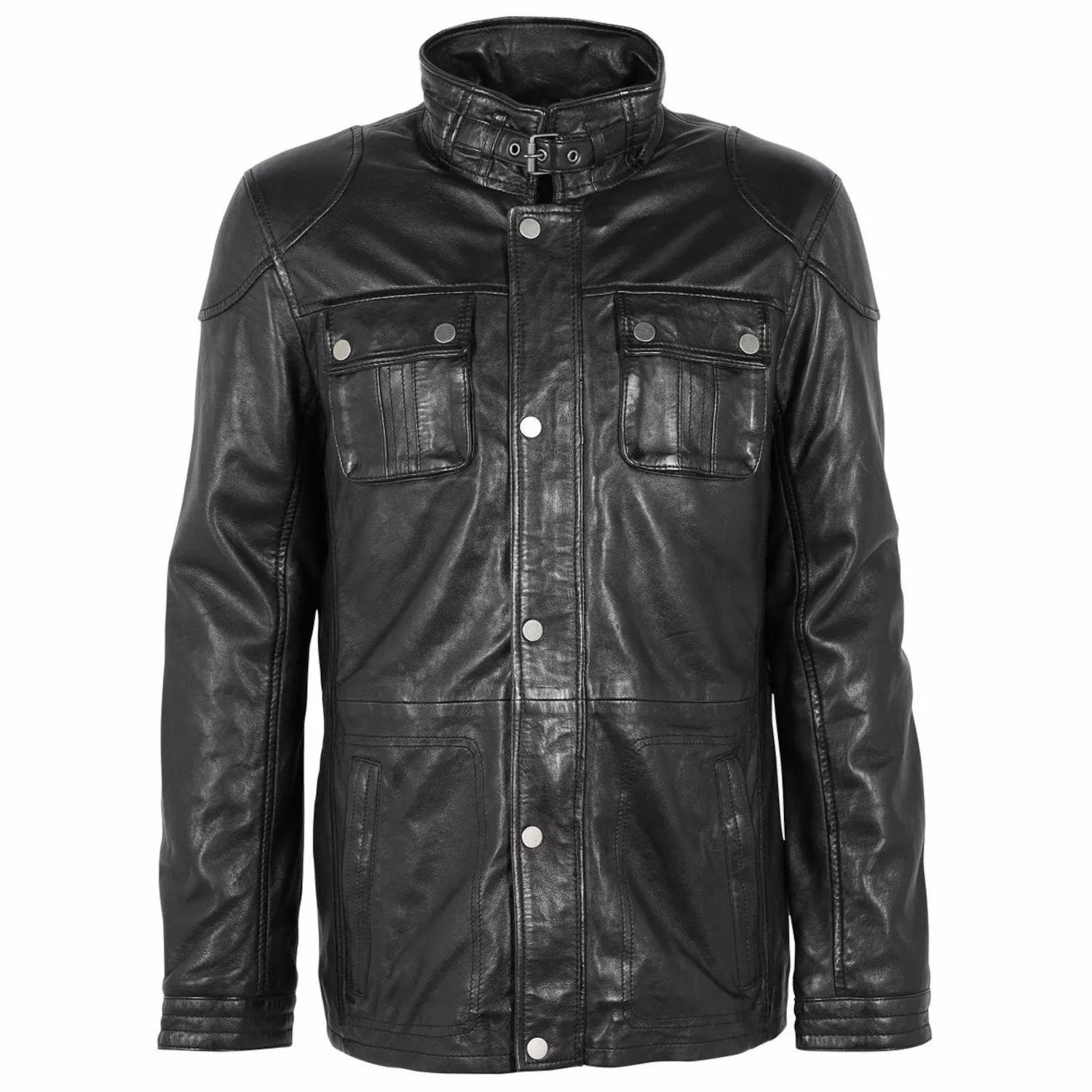 Geaca Lunga de Piele Barbati Deercraft Neagra DMArik – Black Friday