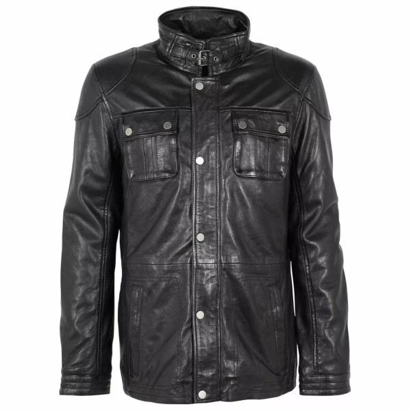 Geaca Lunga de Piele Barbati Deercraft Neagra DMArik – Black Friday — fotografia 3