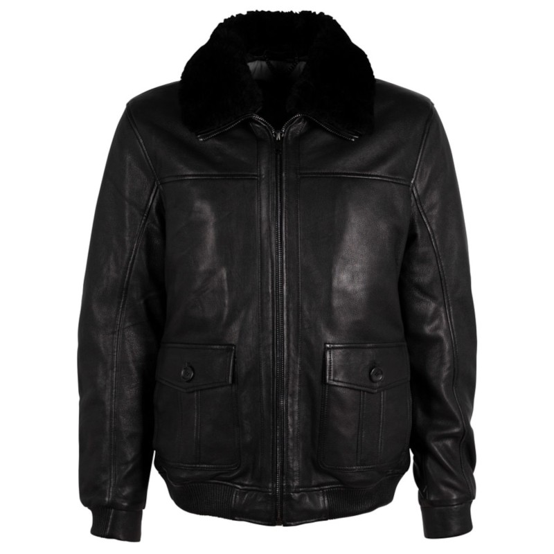 Geaca de Iarna din Piele Barbati Deercraft Neagra DMFjort – Black Friday