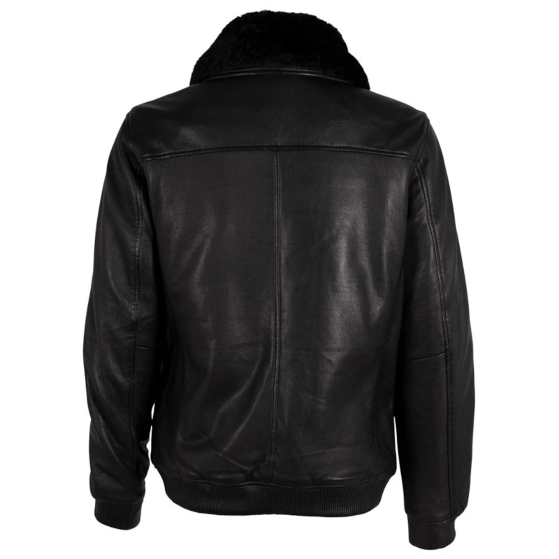 Geaca de Iarna din Piele Barbati Deercraft Neagra DMFjort – Black Friday