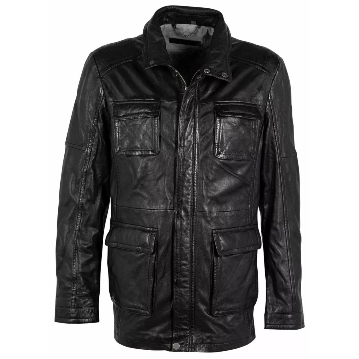 Geaca Lunga de Piele Barbati Deercraft Neagra DMHumfrey – Black Friday