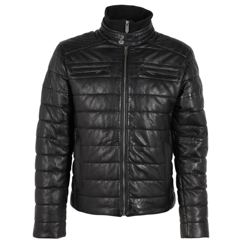 Geaca de Iarna din Piele Barbati Deercraft Neagra DMHuxly – IMBRACAMINTE