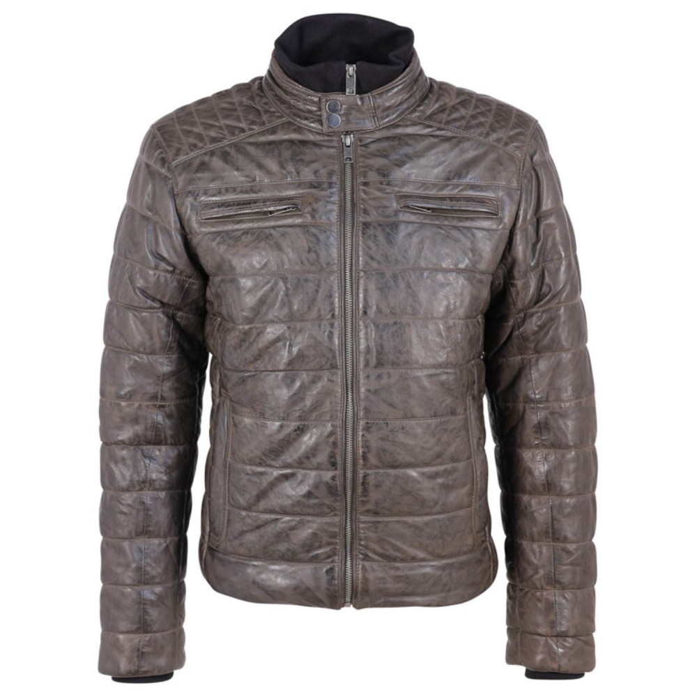 Geaca de Iarna din Piele Barbati Deercraft Olive DMHuxly - readytowear.ro