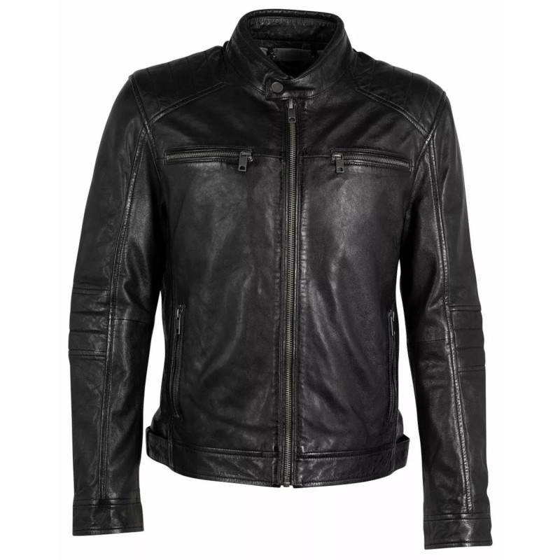 Geaca de Piele Barbati Deercraft Neagra DMIsmael LASV – Black Friday