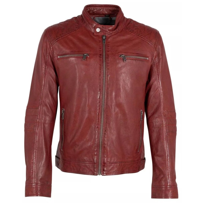 Geaca de Piele Barbati Deercraft Rosu Inchis DMIsmael – IMBRACAMINTE