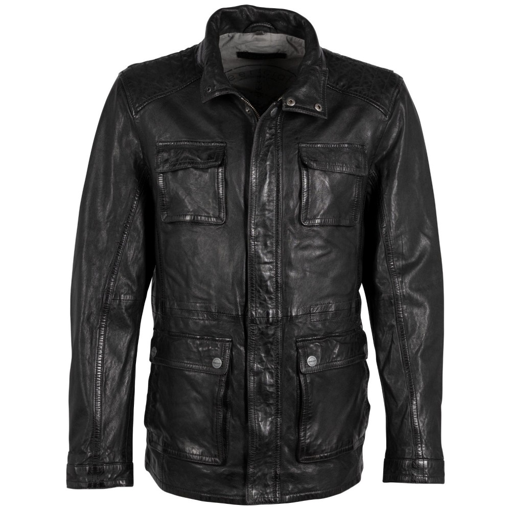 Geaca de Piele Barbati Deercraft Neagra DMJoos Geaca de Piele Barbati Deercraft Neagra DMJoos - readytowear.ro