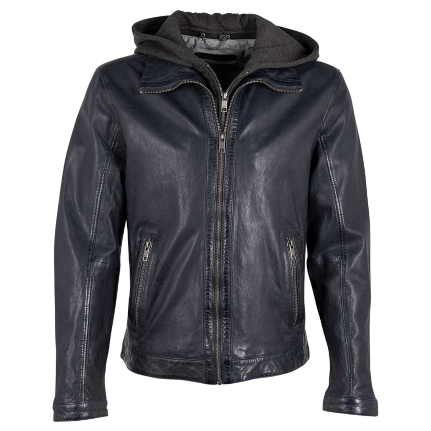 Geaca de Piele Barbati Deercraft Negru/Bleumarin DMJunis – IMBRACAMINTE