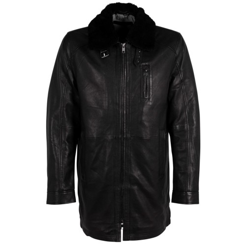 Geaca Lunga de Iarna din Piele Barbati Deercraft Neagra DMRevilio