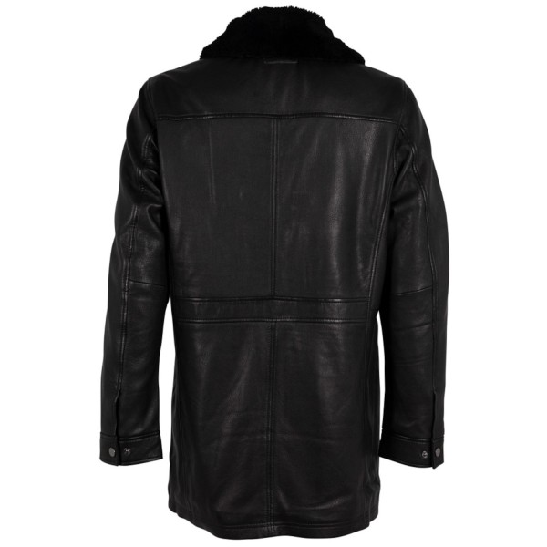 Geaca Lunga de Iarna din Piele Barbati Deercraft Neagra DMRevilio – Black Friday — fotografia 2