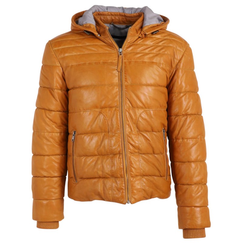 Geaca de Iarna din Piele Barbati Deercraft Galben Mustar DMStockley – IMBRACAMINTE