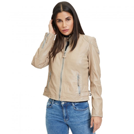 Geaca de Piele Dama Gipsy Bej Deschis Faiza