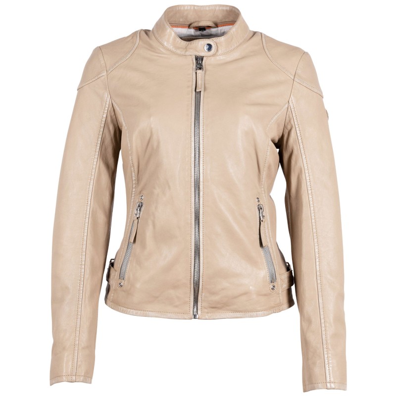 Geaca de Piele Dama Gipsy Bej Deschis Faiza – Black Friday