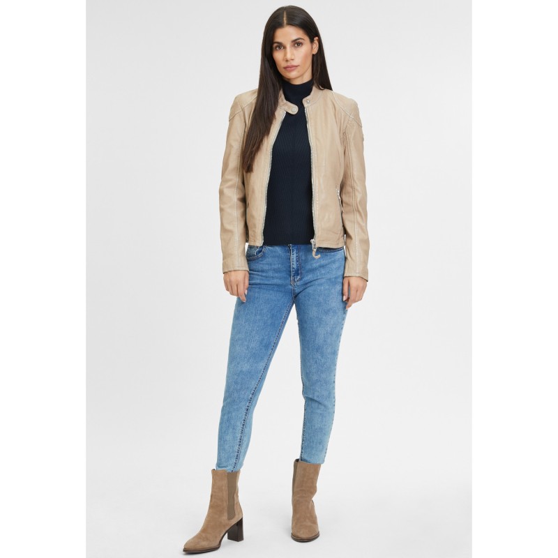 Geaca de Piele Dama Gipsy Bej Deschis Faiza – Black Friday