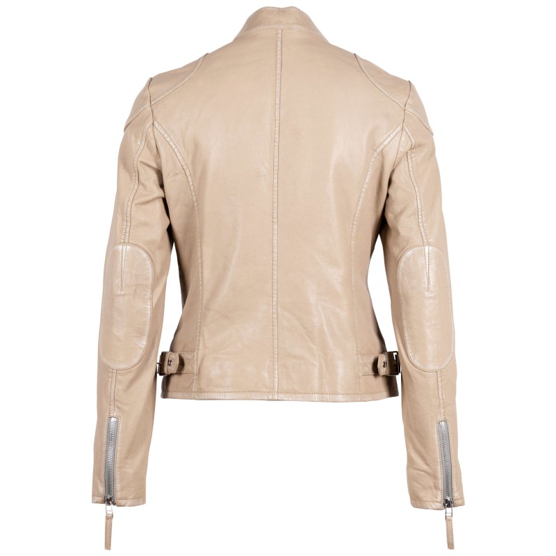 Geaca de Piele Dama Gipsy Bej Deschis Faiza – Black Friday