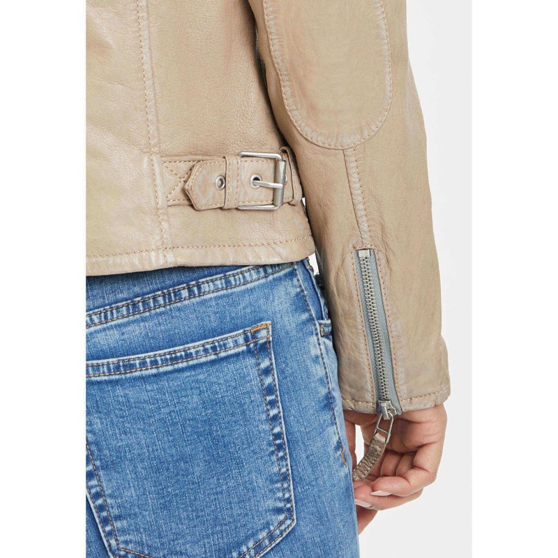 Geaca de Piele Dama Gipsy Bej Deschis Faiza – Black Friday