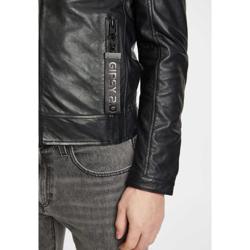 Geaca de Piele Barbati Gipsy Neagra G2MAbe – Black Friday