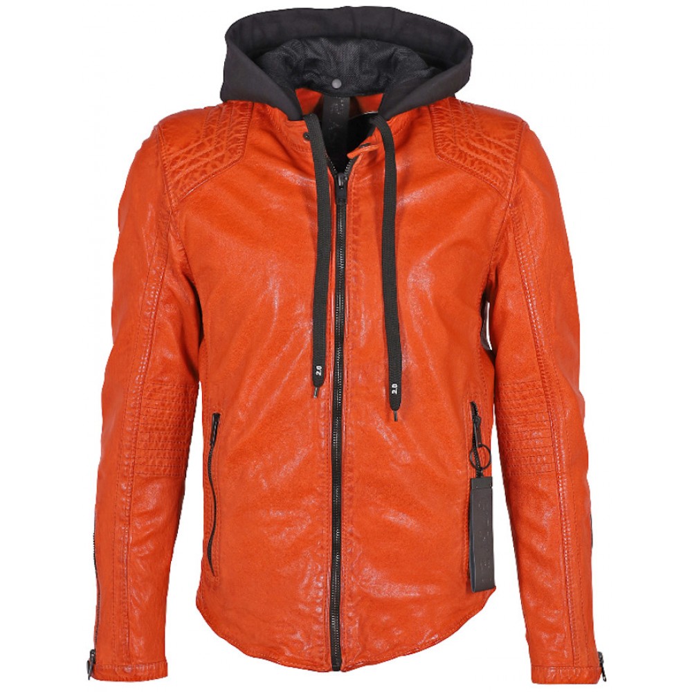 Geaca de Piele Barbati Gipsy Portocalie G2MAiden SF LAJORV Geaca de Piele Barbati Gipsy Portocalie G2MAiden SF LAJORV - readytowear.ro