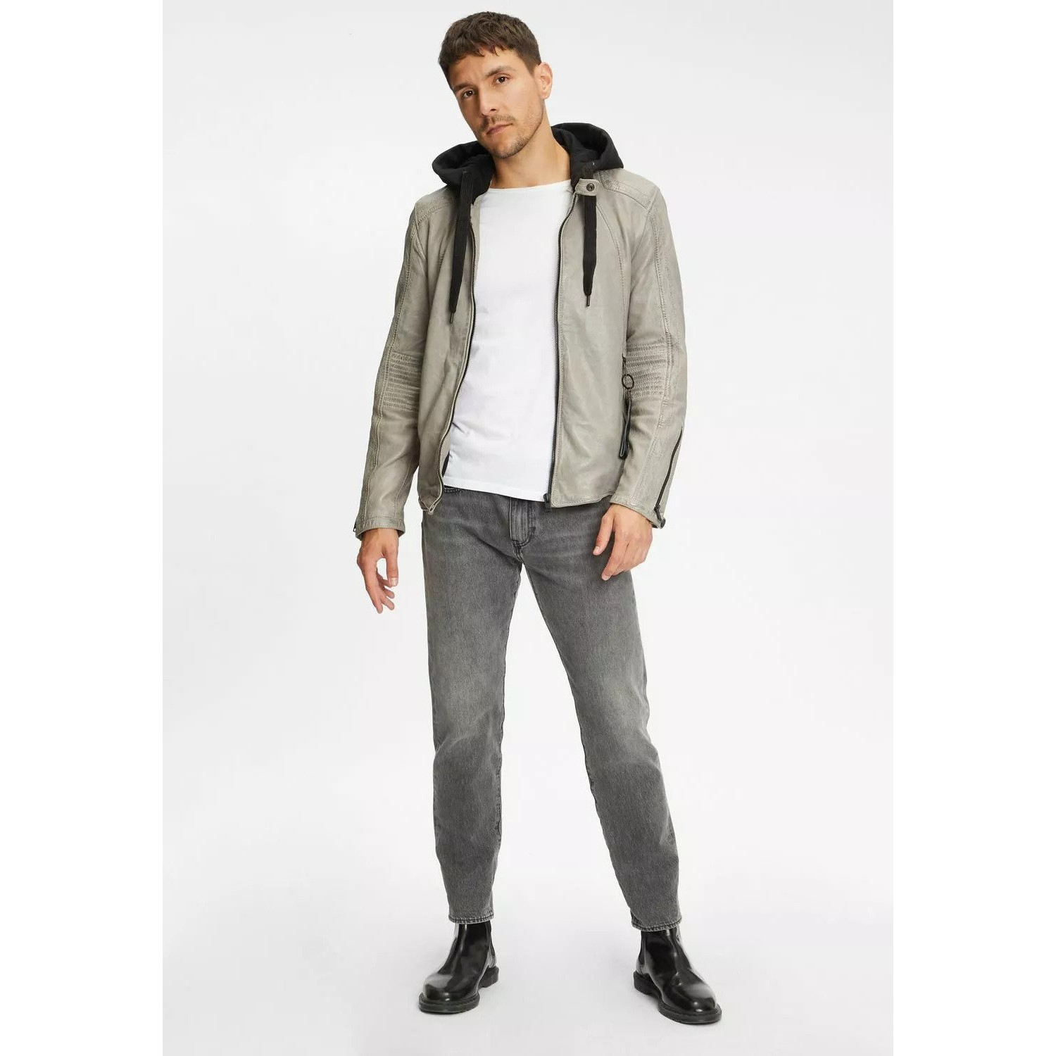 Geaca de Piele Barbati Gipsy Gri Deschis G2MAidon – IMBRACAMINTE