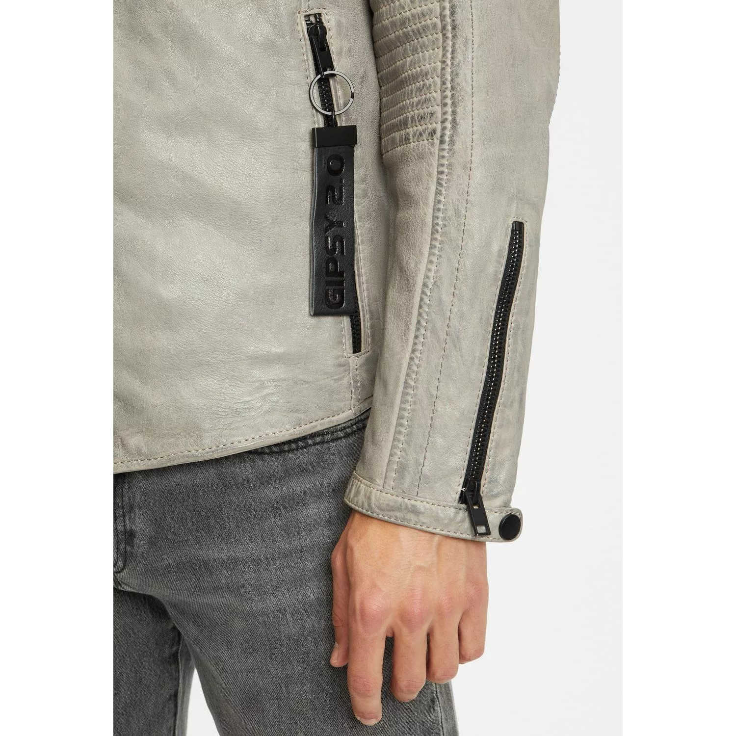 Geaca de Piele Barbati Gipsy Gri Deschis G2MAidon – IMBRACAMINTE