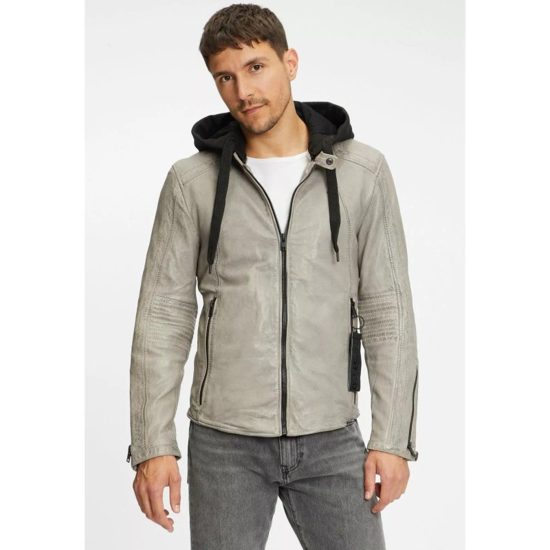 Geaca de Piele Barbati Gipsy Gri Deschis G2MAidon – IMBRACAMINTE