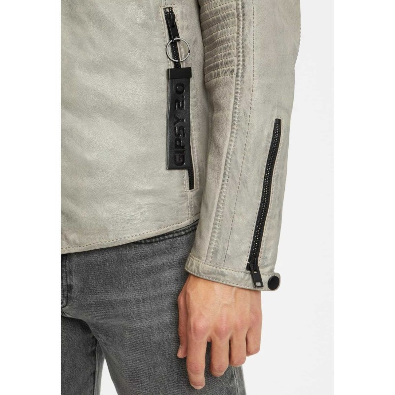 Geaca de Piele Barbati Gipsy Gri Deschis G2MAidon – IMBRACAMINTE