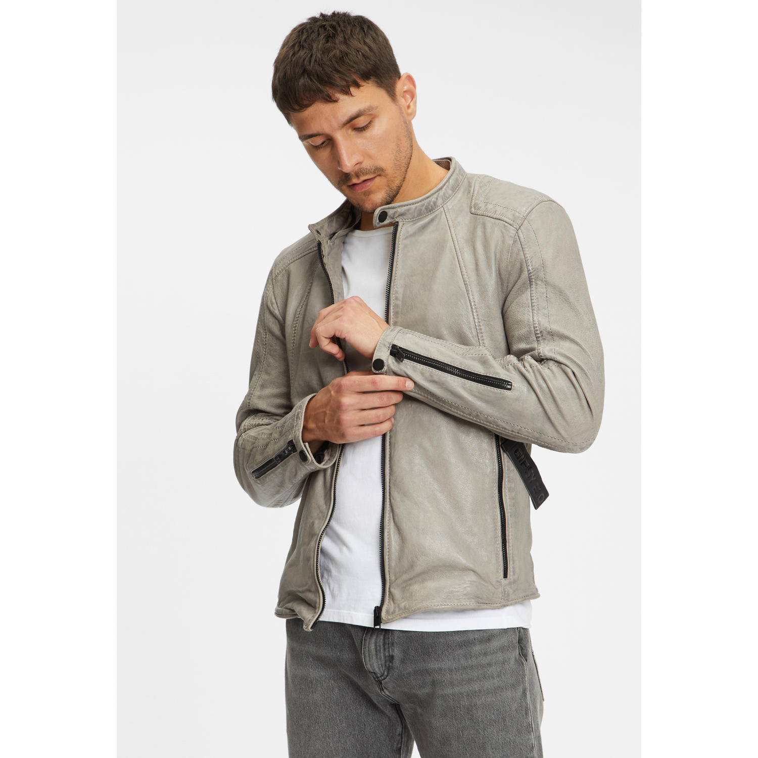 Geaca de Piele Barbati Gipsy Gri Deschis G2MAidon – Black Friday Geaca de Piele Barbati Gipsy Gri Deschis G2MAidon – Black Friday