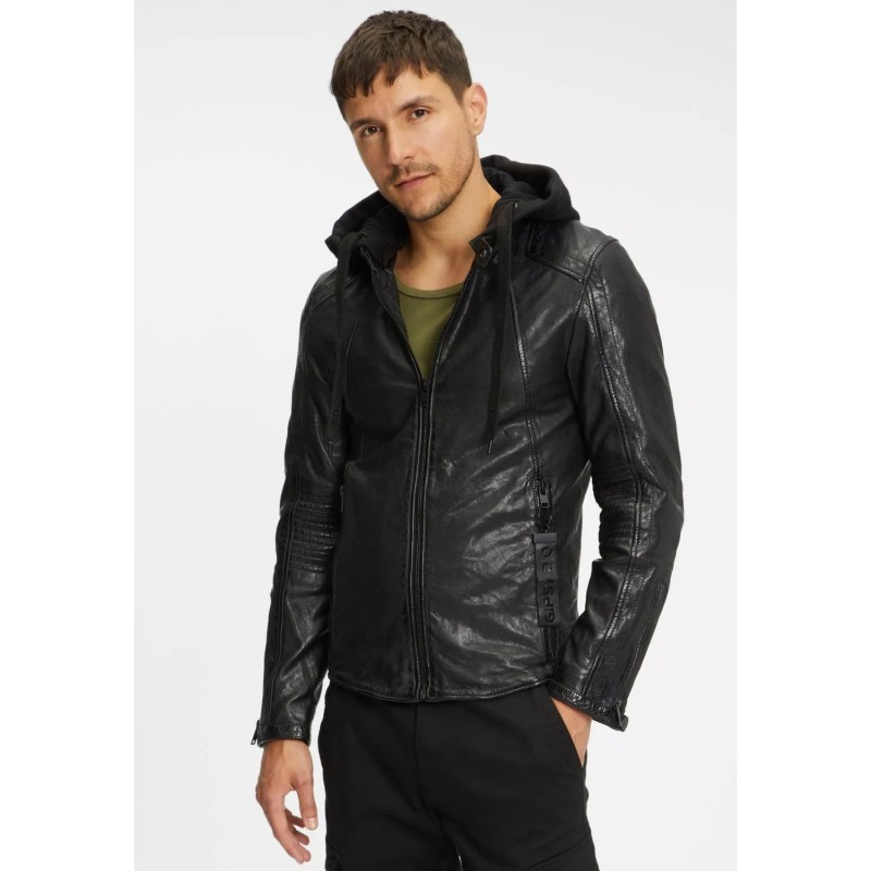Geaca de Piele Barbati Gipsy Neagra G2MAidon MF LAJORV – Black Friday