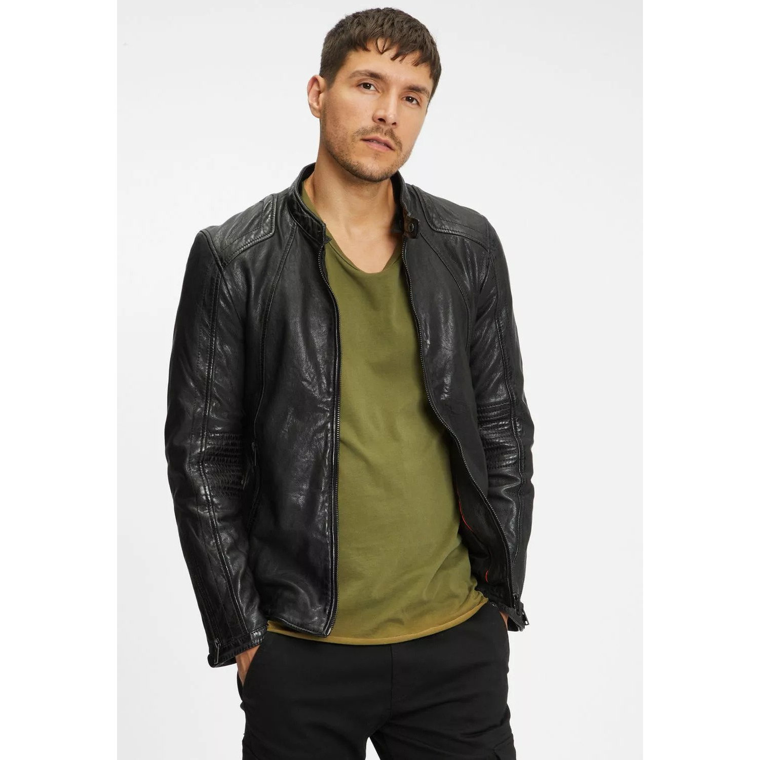 Geaca de Piele Barbati Gipsy Neagra G2MAidon – IMBRACAMINTE