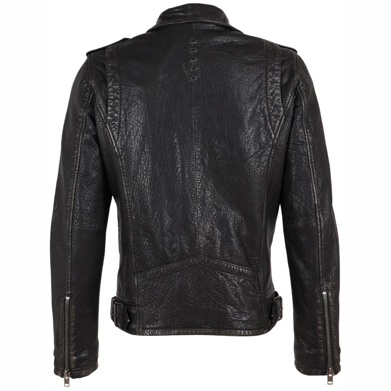 Geaca de Piele Barbati Gipsy Negru Antic G2MAilo – IMBRACAMINTE