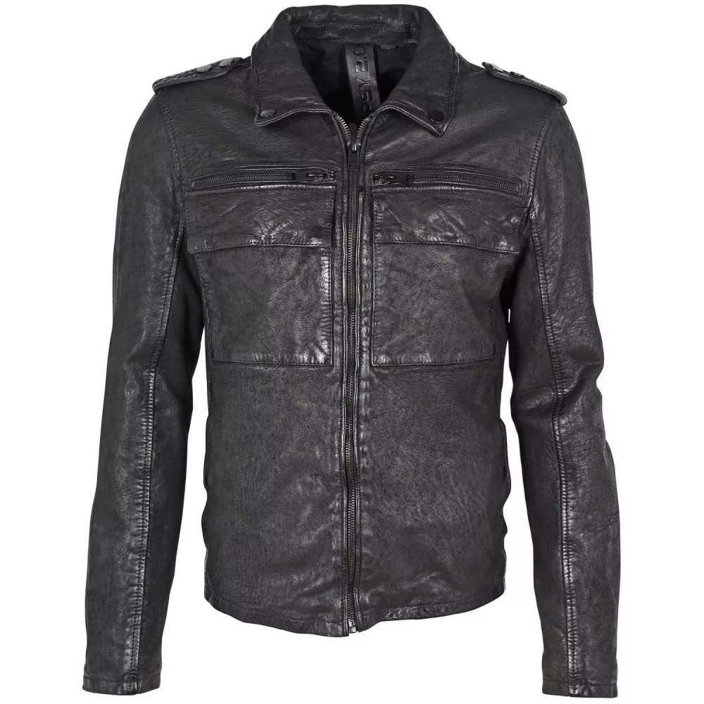 Geaca de Piele Barbati Gipsy Neagra G2MBrennon - readytowear.ro