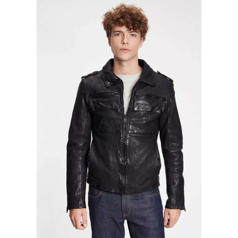 Geaca de Piele Barbati Gipsy Neagra G2MBrennon – Black Friday