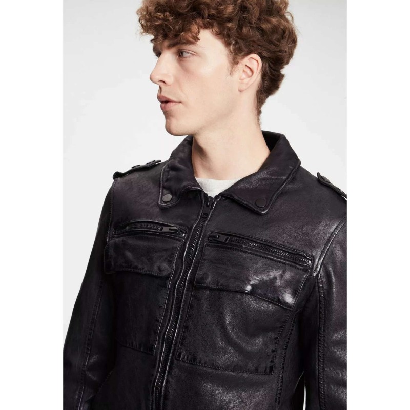 Geaca de Piele Barbati Gipsy Neagra G2MBrennon – Black Friday