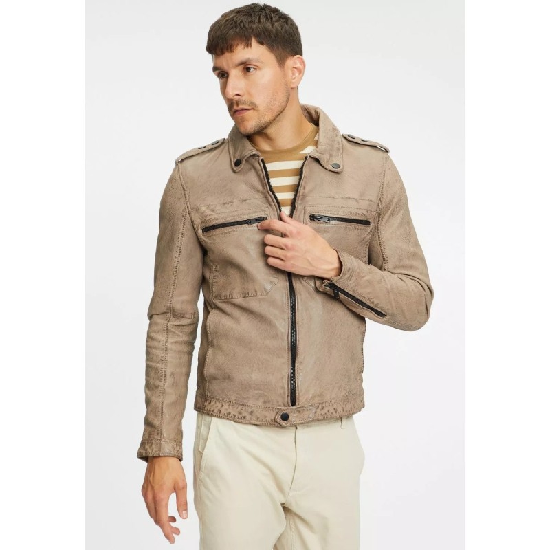 Geaca de Piele Barbati Gipsy Gri Deschis G2MBrenton – Black Friday