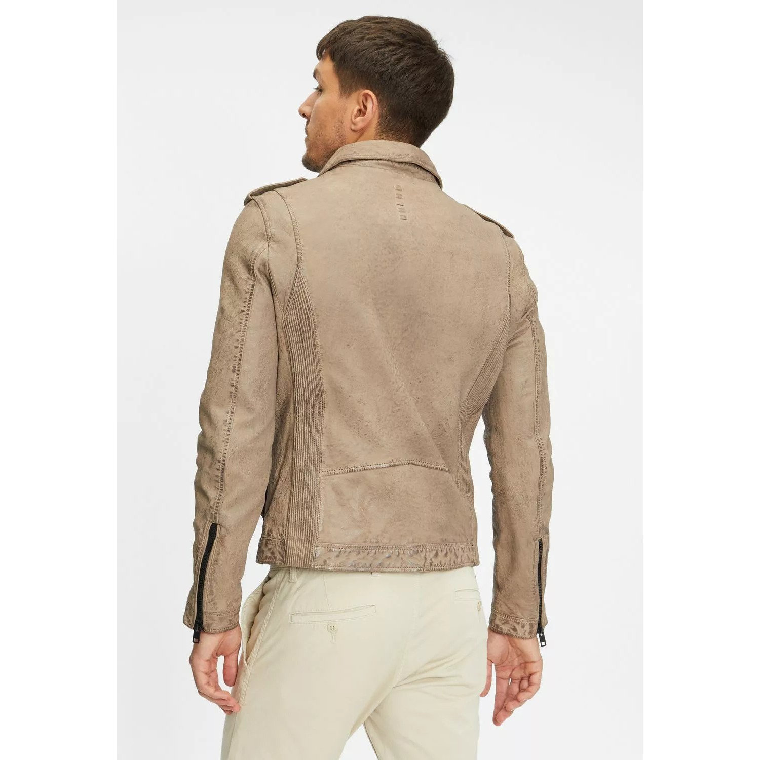 Geaca de Piele Barbati Gipsy Gri Deschis G2MBrenton – IMBRACAMINTE