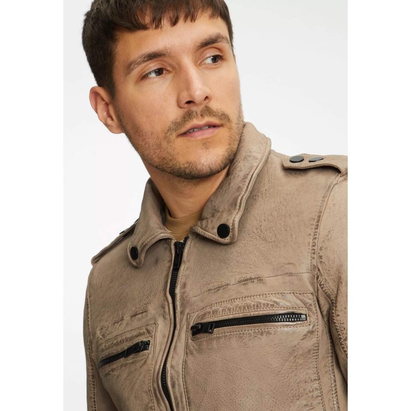 Geaca de Piele Barbati Gipsy Gri Deschis G2MBrenton – Black Friday