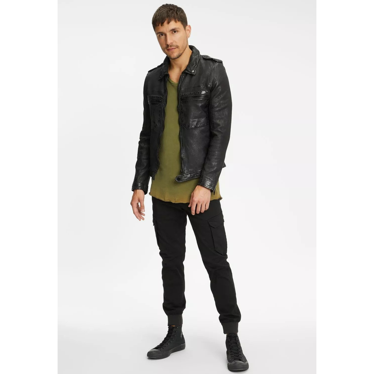 Geaca de Piele Barbati Gipsy Neagra G2MBrenton – IMBRACAMINTE