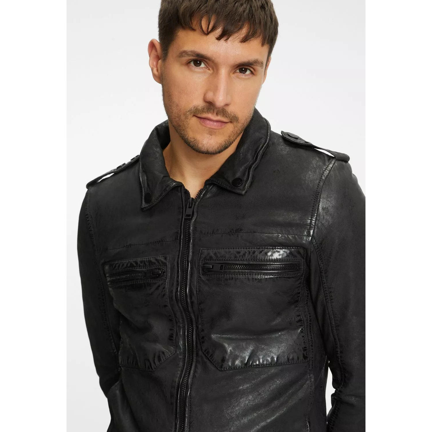 Geaca de Piele Barbati Gipsy Neagra G2MBrenton – IMBRACAMINTE