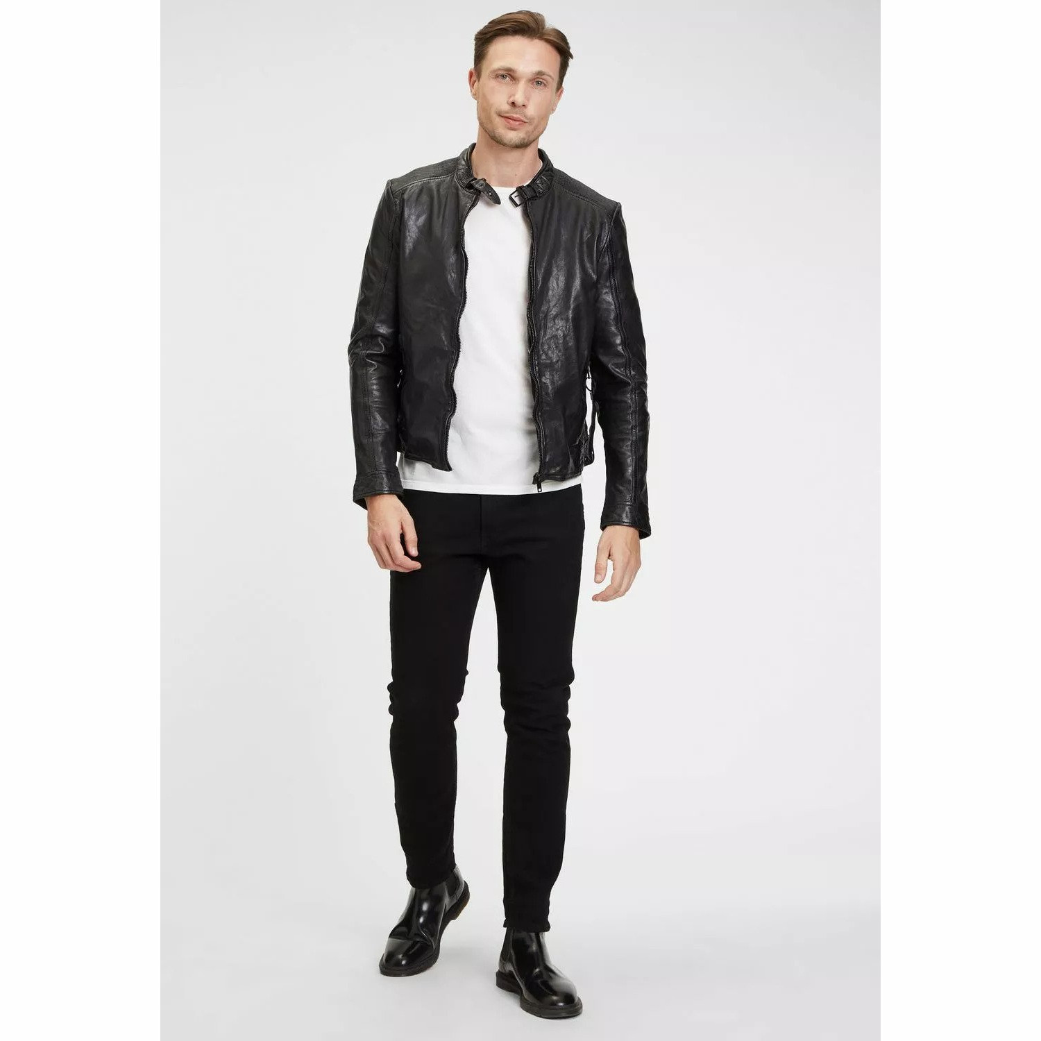 Geaca de Piele Barbati Gipsy Neagra G2MByran – IMBRACAMINTE