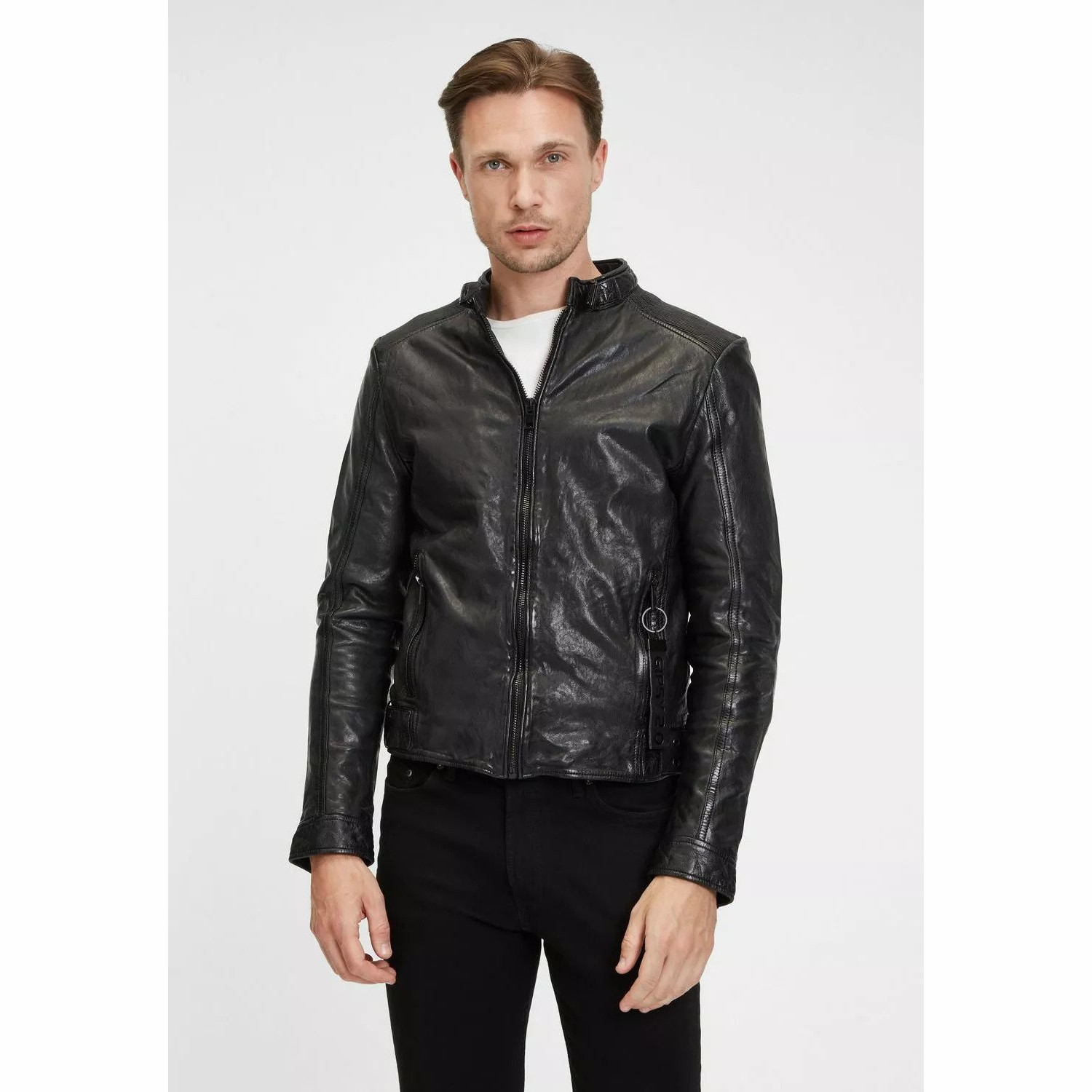 Geaca de Piele Barbati Gipsy Neagra G2MByran – IMBRACAMINTE