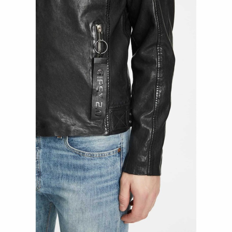 Geaca de Piele Barbati Gipsy Neagra G2MCadan – Black Friday