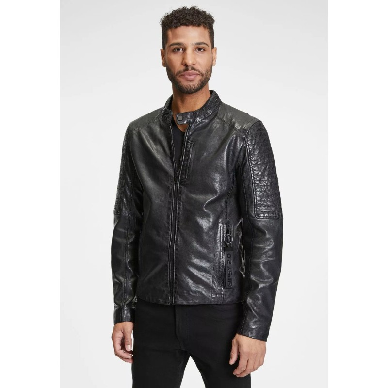 Geaca de Piele Barbati Gipsy Neagra G2MEmrys – Black Friday