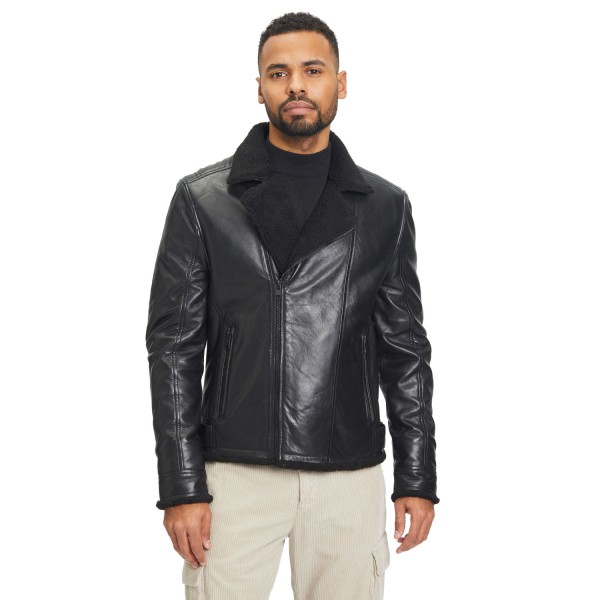 Geaca de Iarna din Piele Barbati Gipsy Neagra G2MEnno