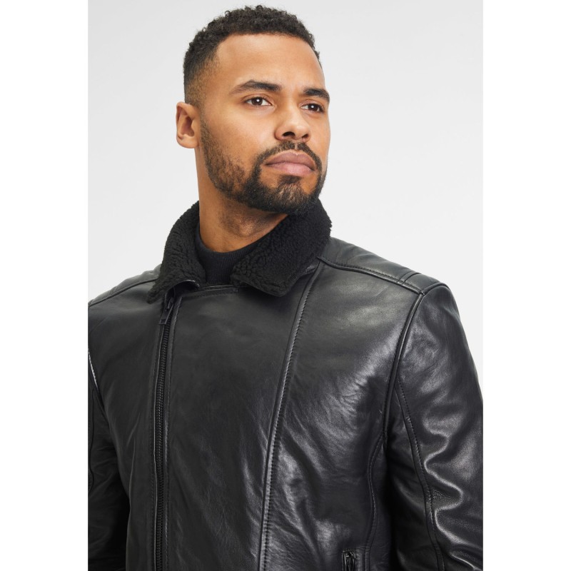 Geaca de Iarna din Piele Barbati Gipsy Neagra G2MEnno – Black Friday