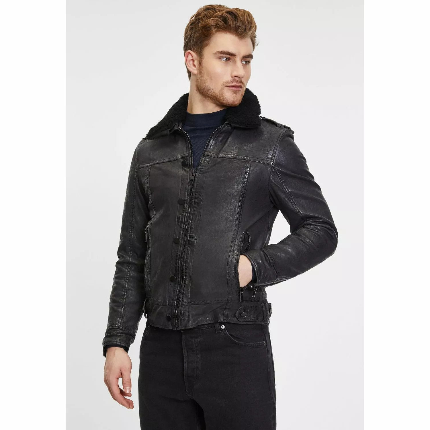 Geaca de Piele Barbati Gipsy Neagra G2MFairan – IMBRACAMINTE